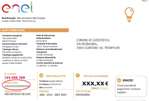 Bolletta esempio